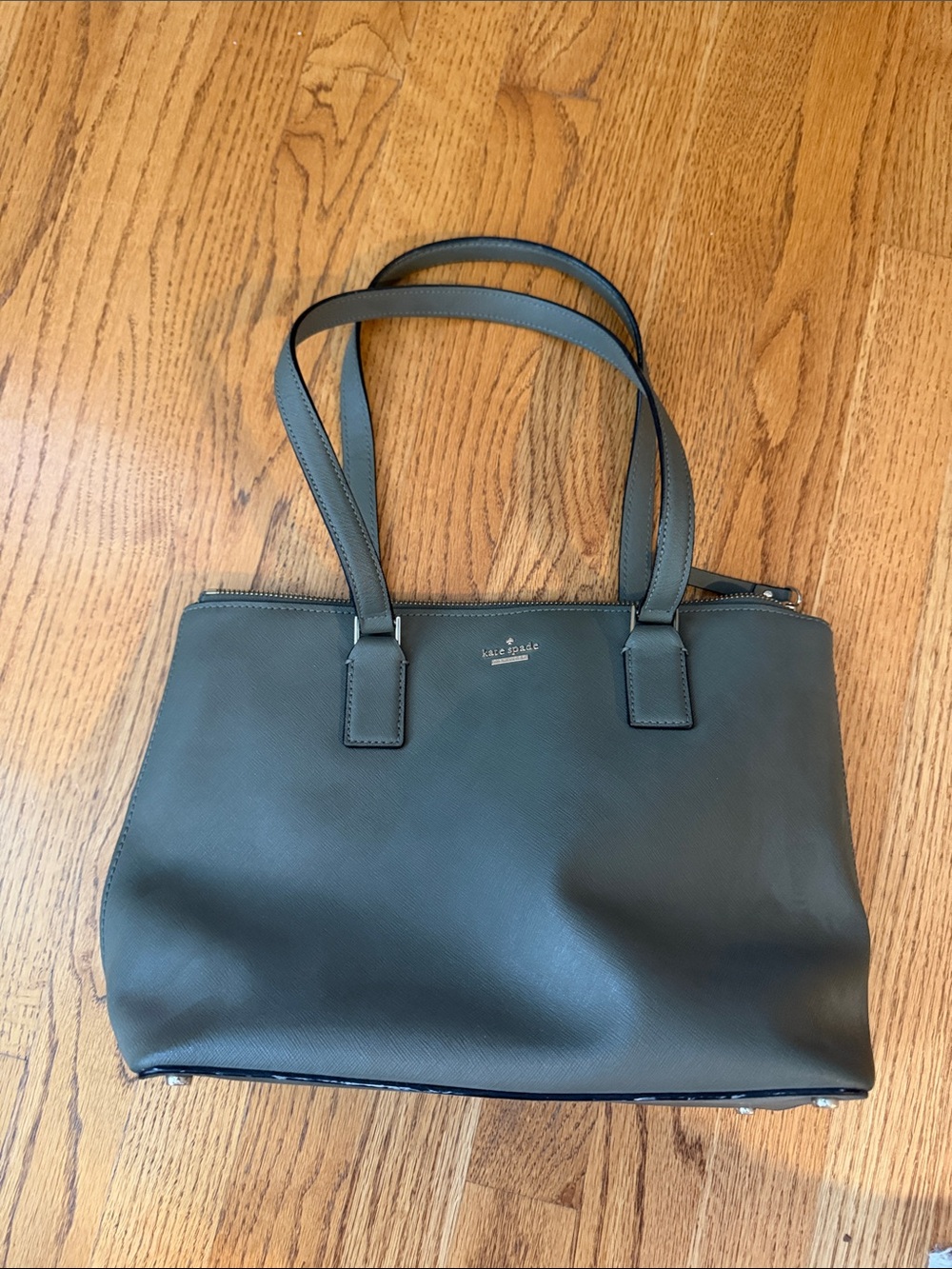 kate spade green Structured Leather Tote